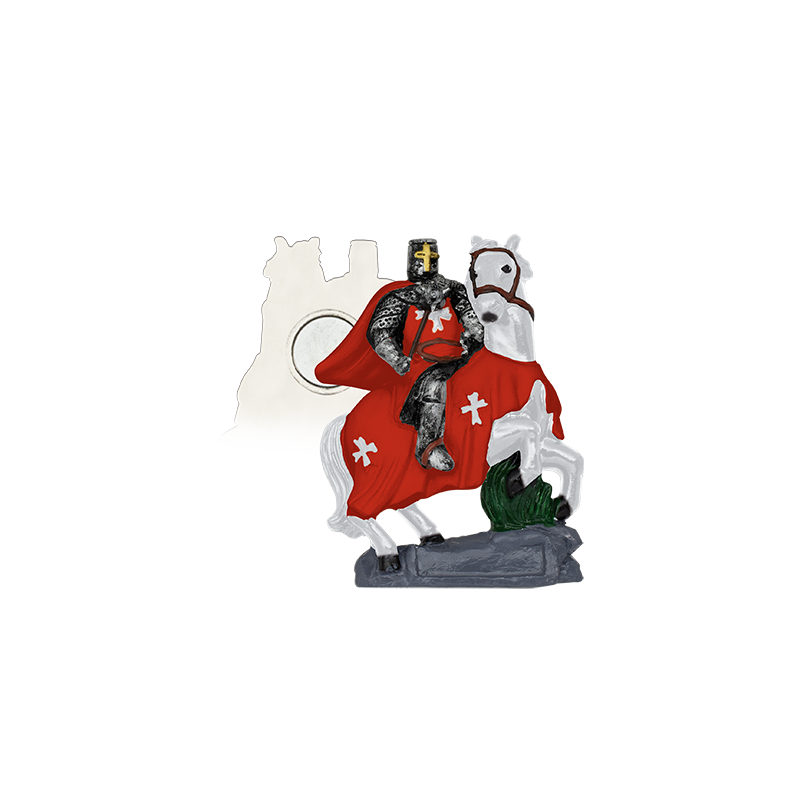 White/Red Templar Horse Resin Magnet