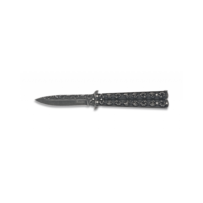 Albainox Skull balisong stone finish Blade 95 c