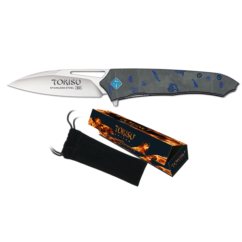 TOKISU D2 Messer. Blaue Vergaserfaser-G.10