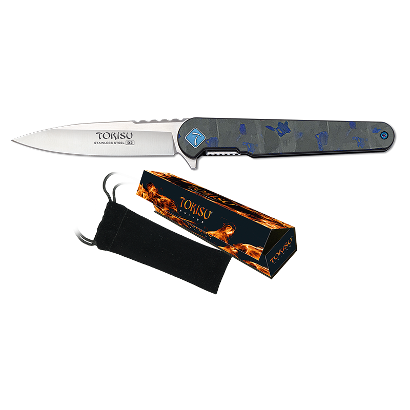 TOKISU D2 Messer. Blaue Vergaserfaser-G.10