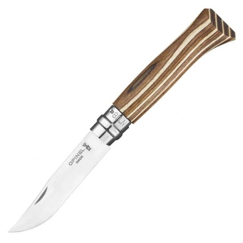 Coltello da tasca OPINEL Nº08 Betulla laminata marrone