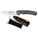 Coltello TOKISU D2. Fibra di carburatore blu-G.10