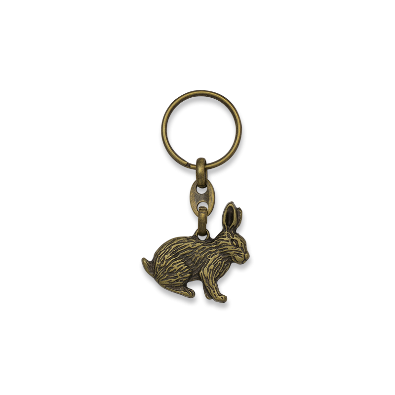 Old gold hare key-ring