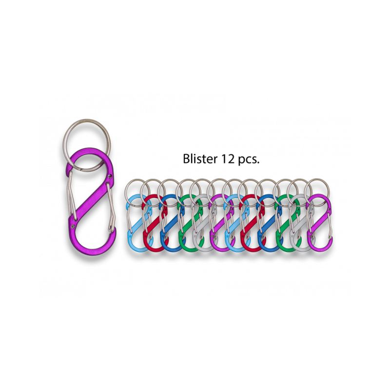 Mousqueton forme 8 de 5 cm couleurs