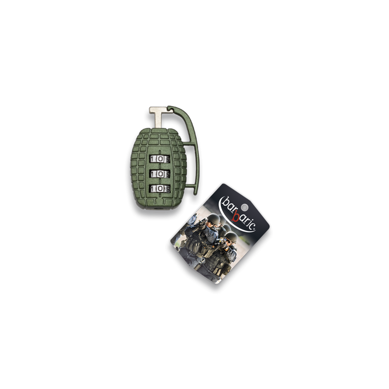 Metal padlock Hand grenade green