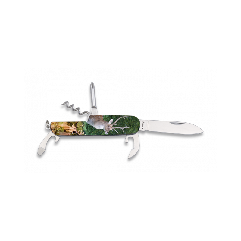 6 function 3D pocket knife Deer 9 cm