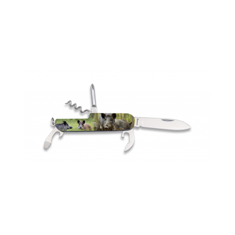 6 functions 3d pocket knife Wild boar