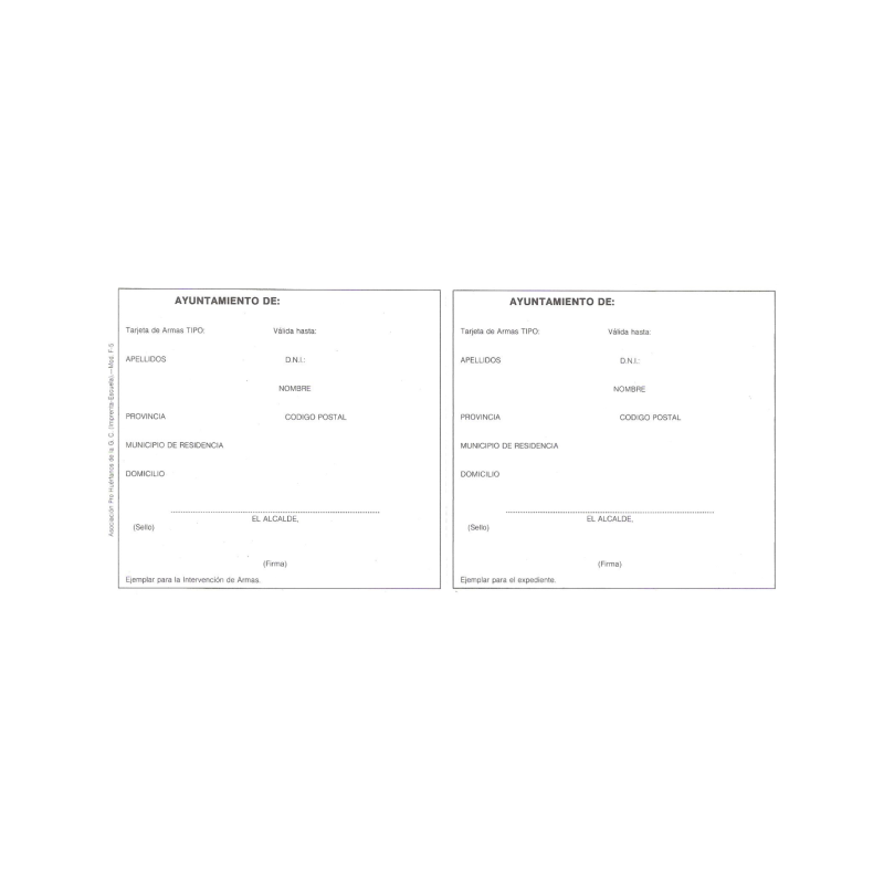 TARJETAS DE ARMAS AYUNTAMIENTO