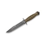 Coltello militare verde Guaina in ABS H/ con sega 16,8 cm