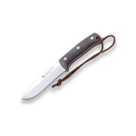 Cuchillo de bushcraft y supervivencia Joker Nomad con mango de micarta de lona negra y funda de Kydex con encendedor