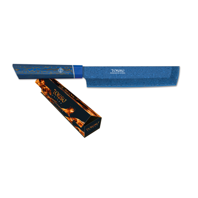 Nakiri Damascus Blaues Küchenmesser