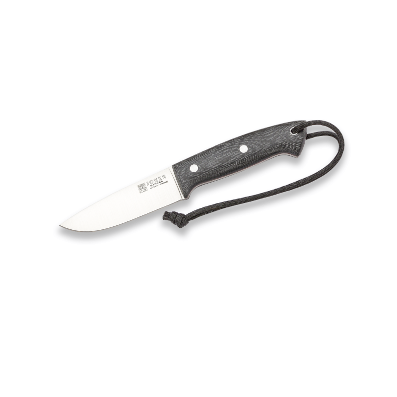 Faca Bushcraft Joker Ranger com empunhadura plana em lona de ferrocerium micarta, 11 cm