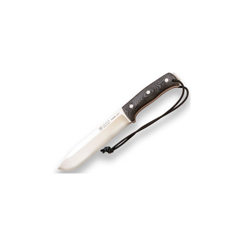 Cuchillo de supervivencia Joker Nomad 6.5" mango micarta negra funda kydex con pedernal