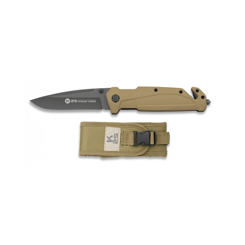 K25 Rubber pocket knife Titaniun coated TAN9 cm