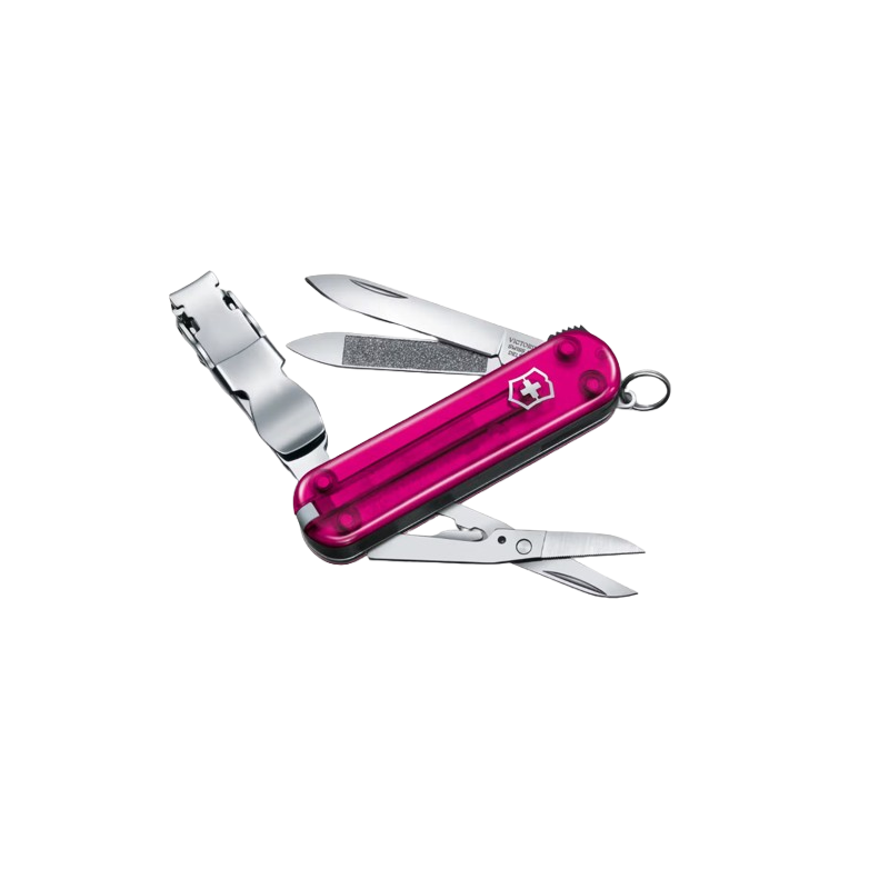 Victorinox Nail Clip 580 Navalha, Rosa Translúcido 65mm, 8 Usos