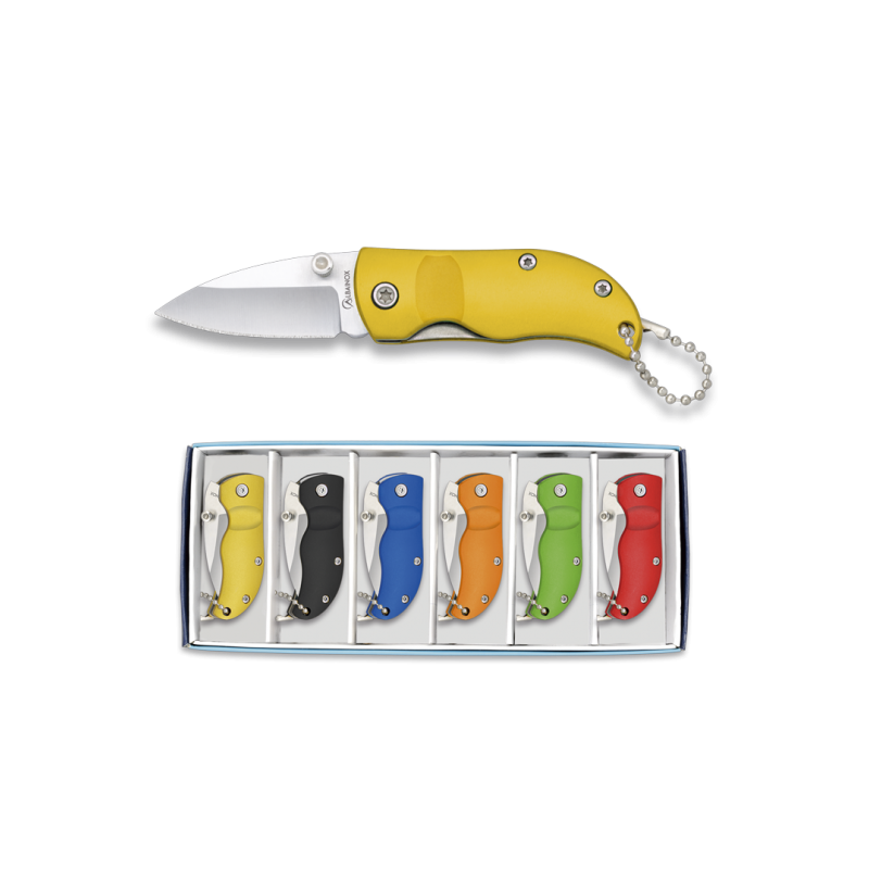 Set mit 6 Albainox Taschenmessern. Aluminium. H 4,5