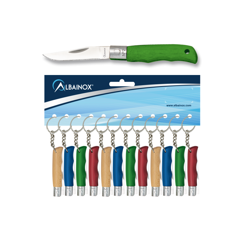 Holzmesser Schlüsselanhänger Nr.2, farblich sortiert. 18527 ein Stück