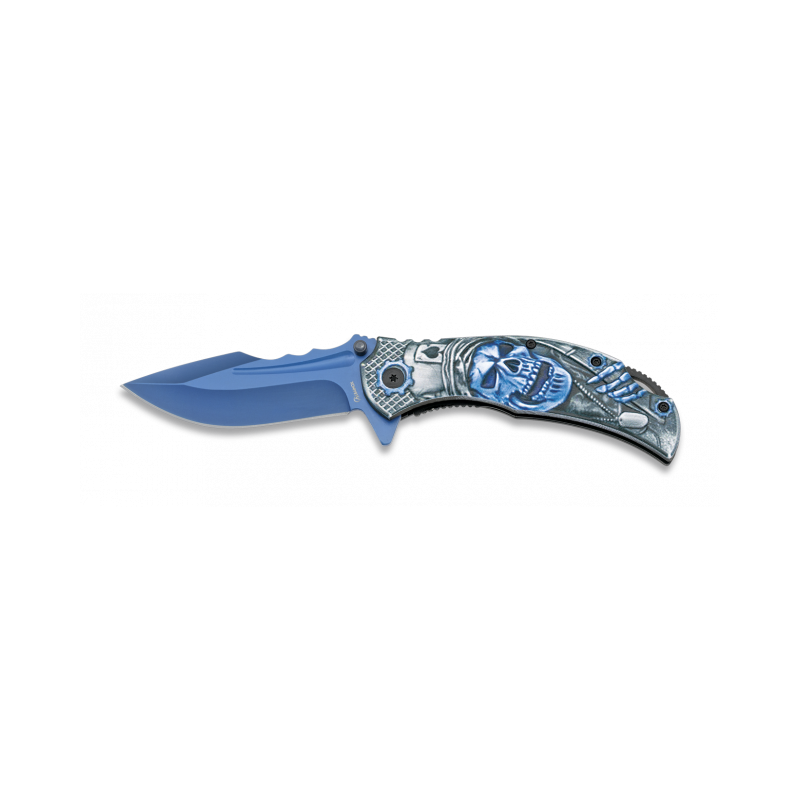 Albainox 3D Coltello Teschio Blu. h 9