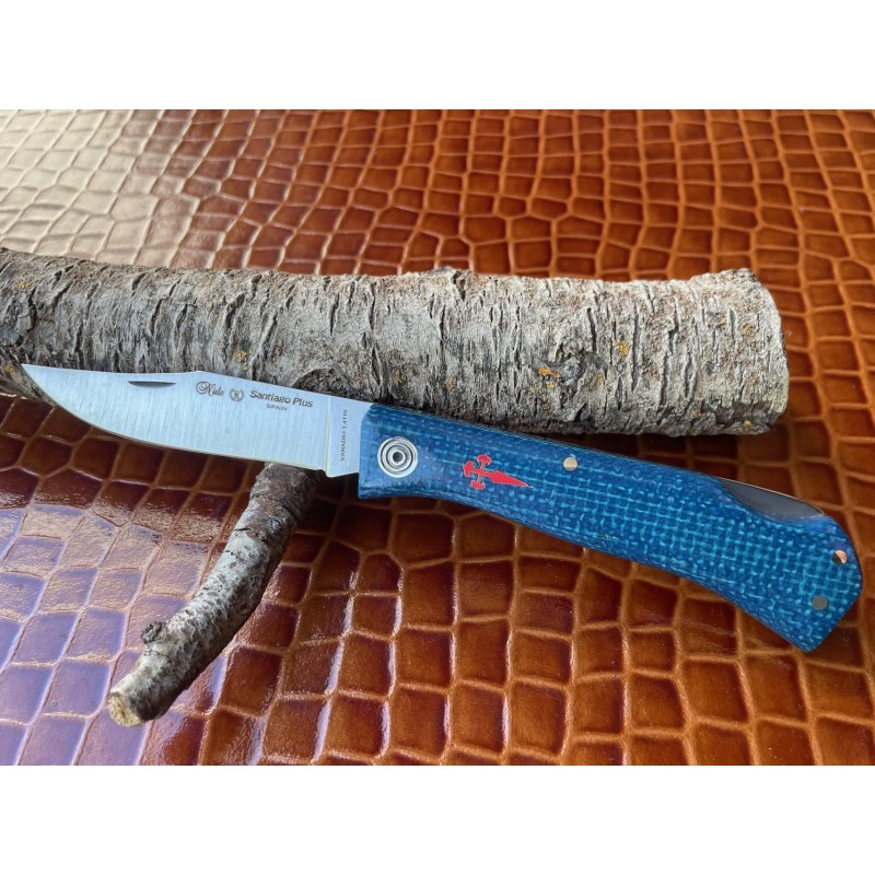 Couteau de poche bleu en jute Santiago Plus