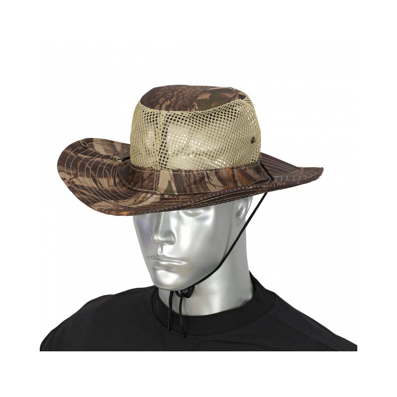 chapeau avec maille. Camouflage marron