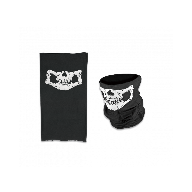 Slip nero con collo sottile e teschio