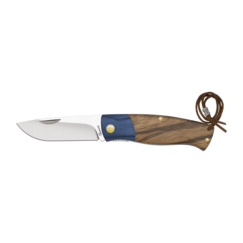 Couteau en bois à la virole bleue
