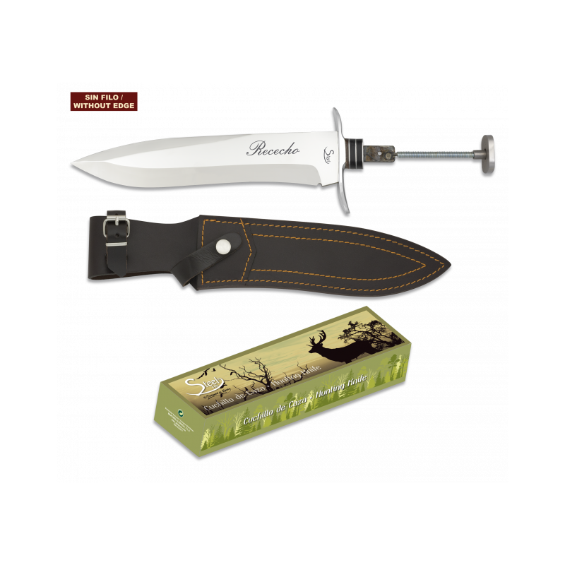 Faca. Total 37 cm. Com case