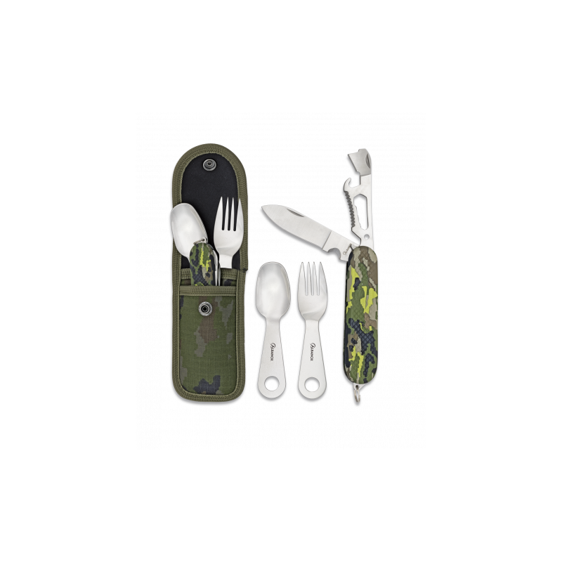 Set di posate da campeggio Multicam Verde
