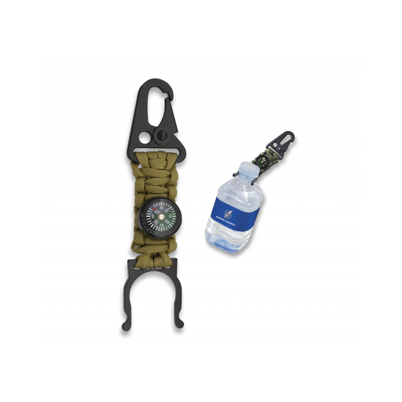 Paracord bottle holder With compass Coyote