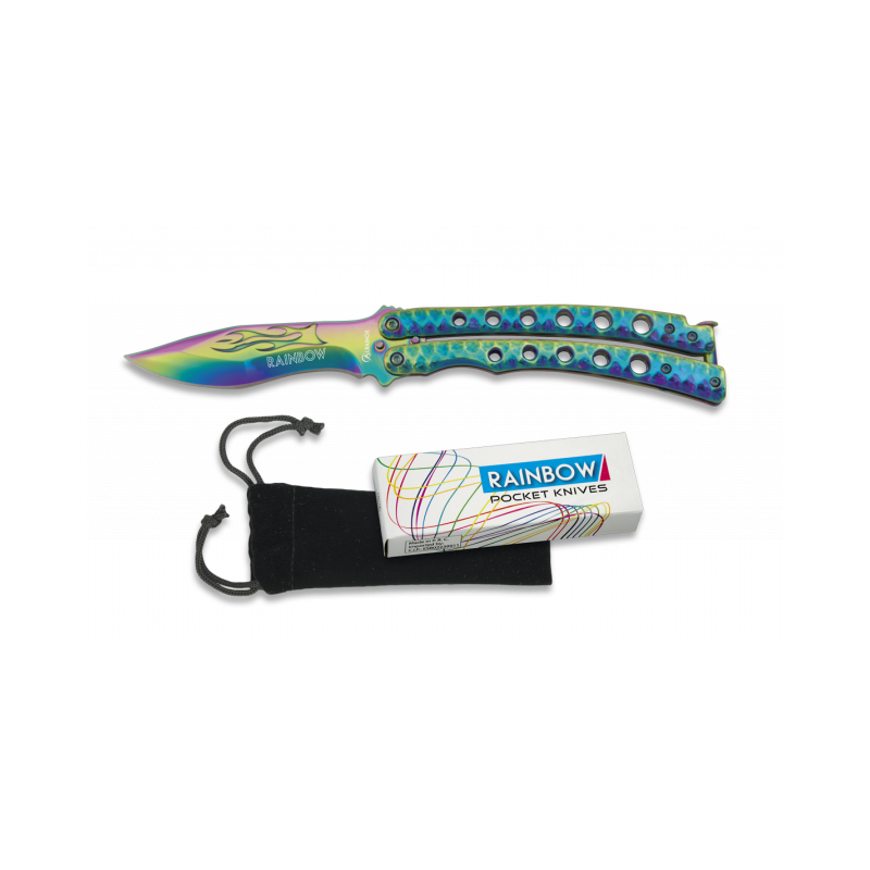 Couteau de ventilateur arc-en-ciel. h 10 cm