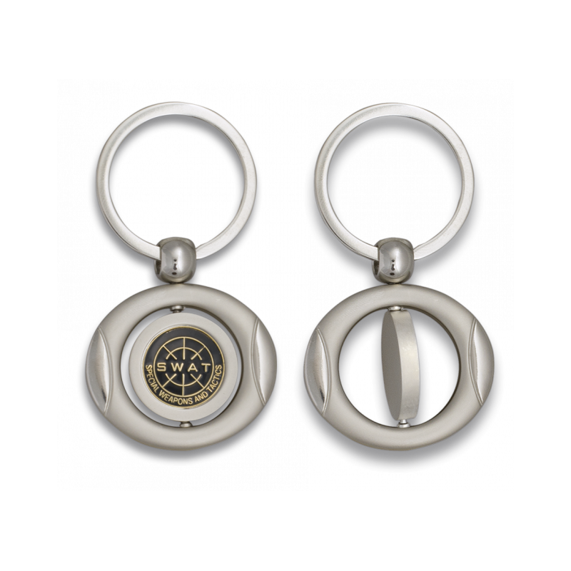 Chaveiro oval giratório com crachá