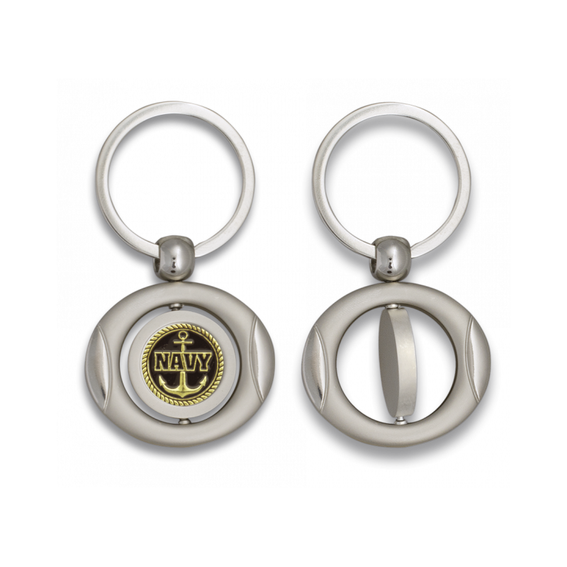 Porte-clés ovale rotatif avec badge