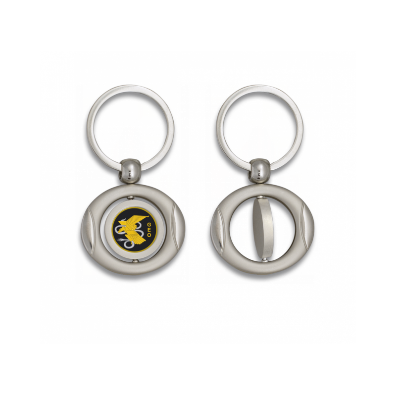 Porte-clés ovale rotatif avec badge