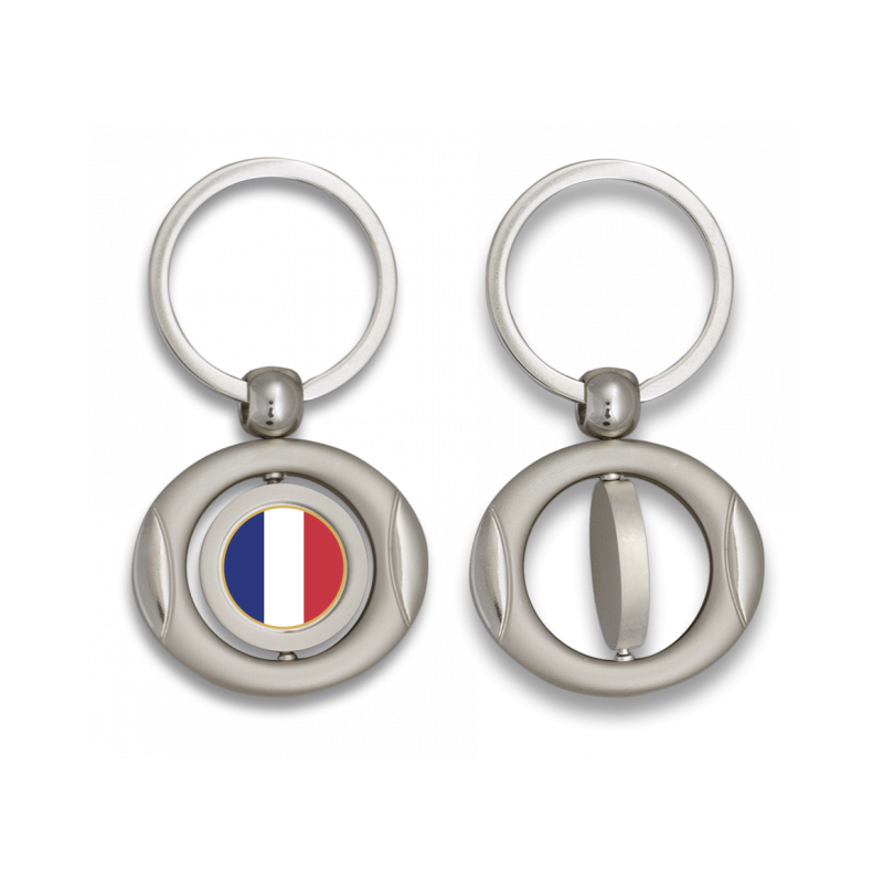 Porte-clés ovale rotatif avec badge