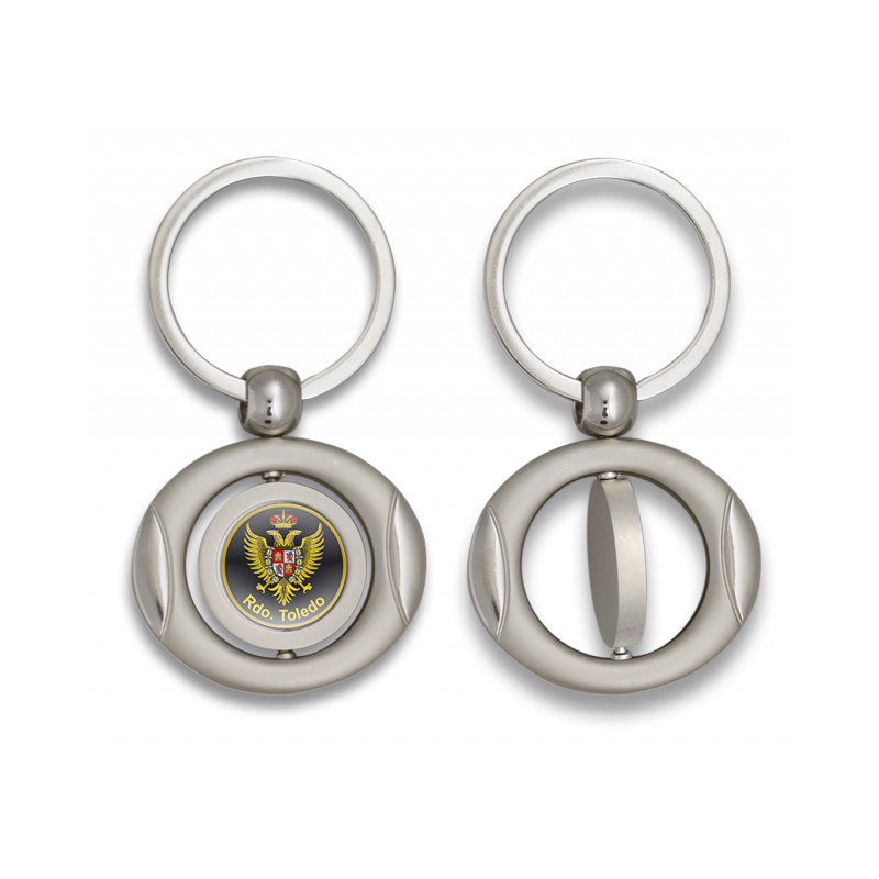 Portachiavi ovale girevole con badge.