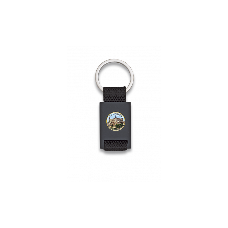 Rectangular black key ring black ribbon