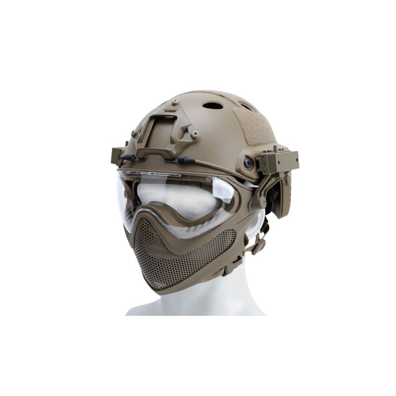 Fast Helemet With Mask Tan Delta Tactics