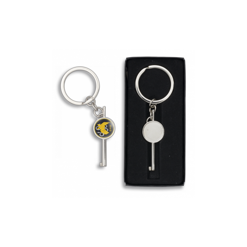 Clé à manille avec badge et porte-clés