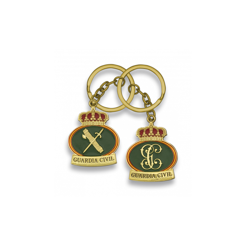 Key ring golden GUARDIA CIVIL both sides
