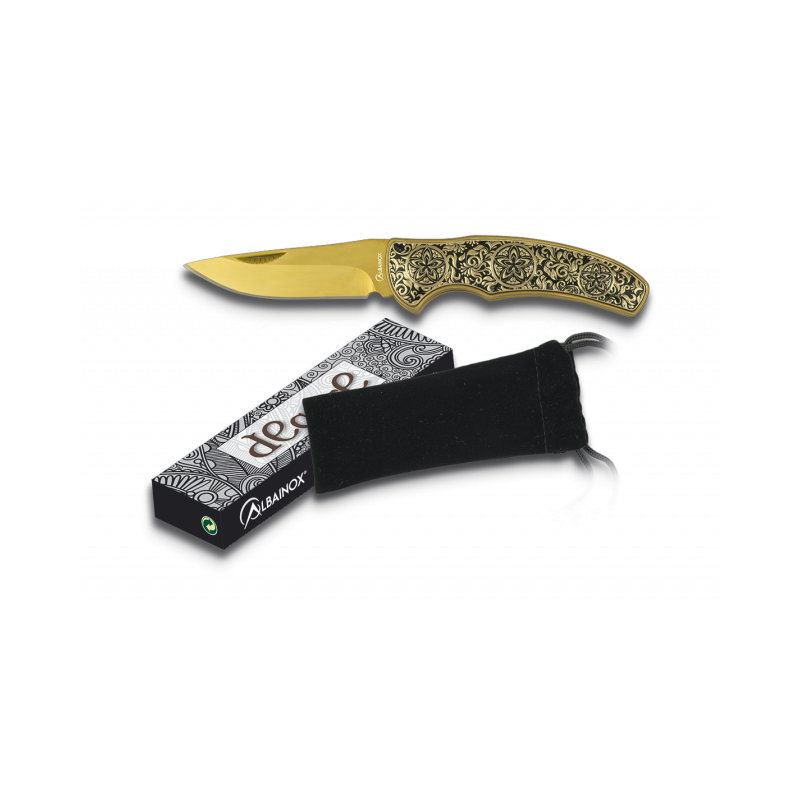 Albainox Aço dourado ornamentado. H 6,5