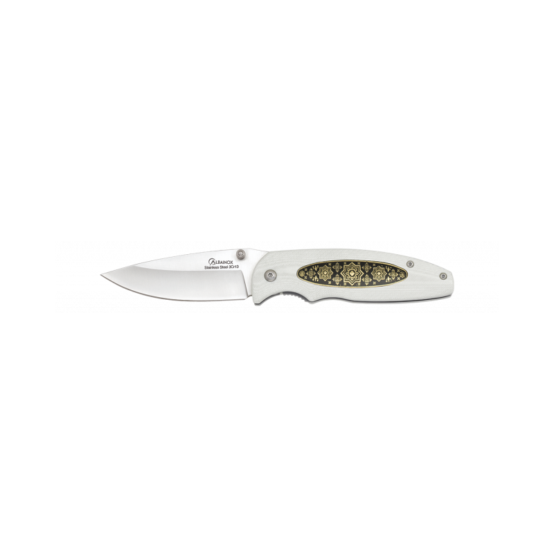 Pocket knife G10 golden engraving