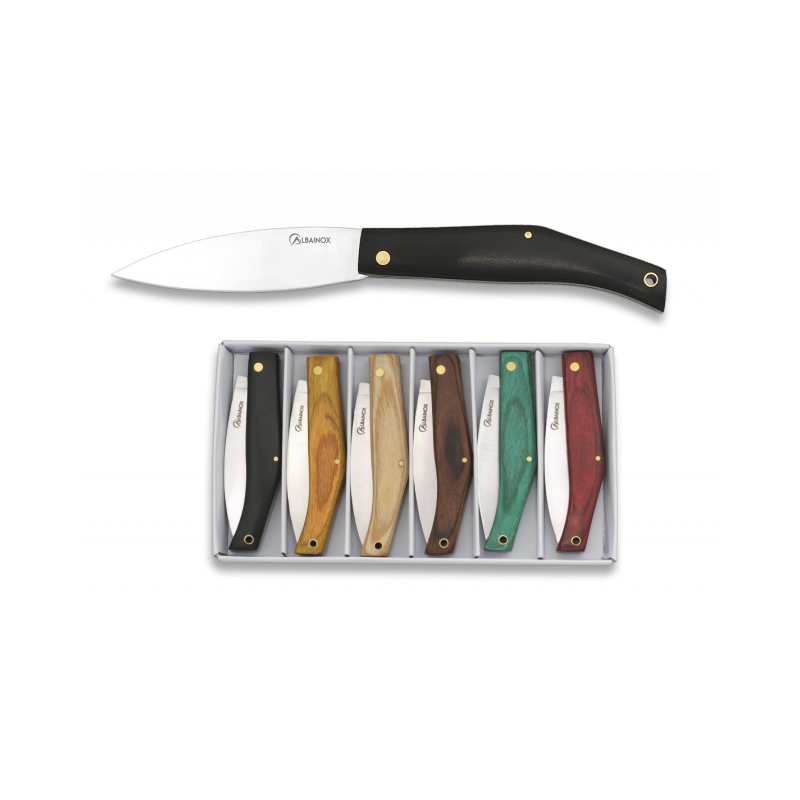 Schachtel mit 6 Albainox Taschenmessern. 7 cm Klinge