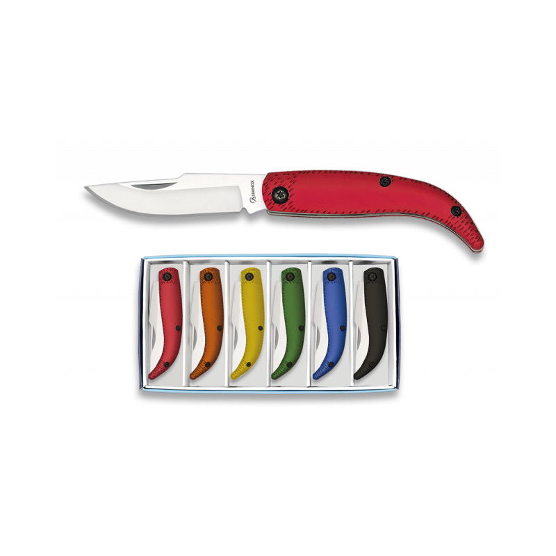 6 pocket knife set ALBAINOX aluminium colours