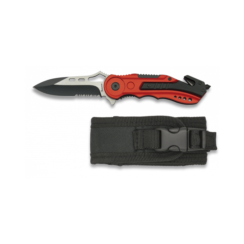 Navaja Albainox roja con sierra. funda