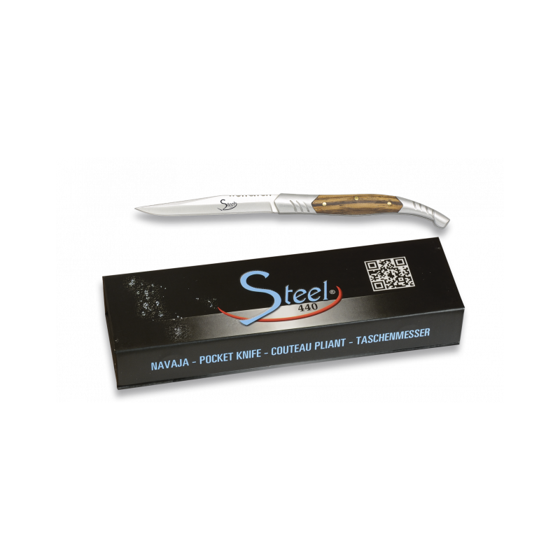 Coltellino tascabile Steel 440. legno zebrato. Scheda 5