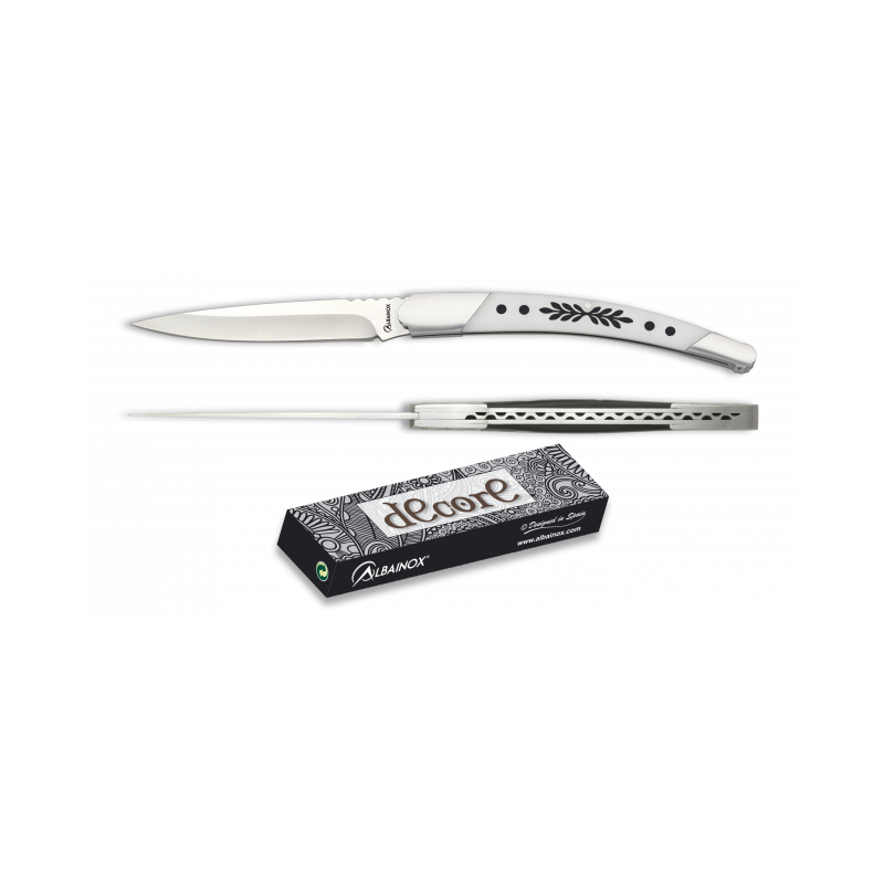 Couteau de poche Albainox blanc. Lame 9 cm