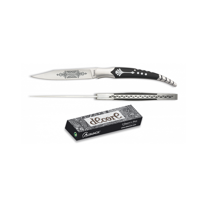 Schwarzes Steinmesser.Klinge 9 cm