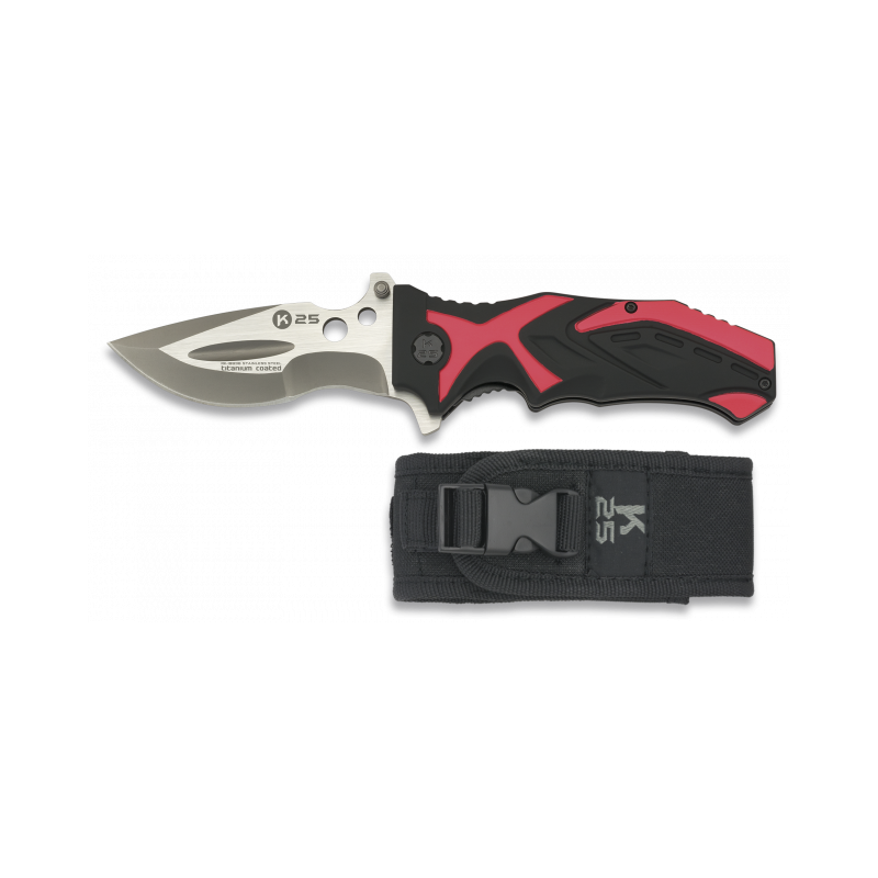 navaja K25 negra roja titanium c. 9.3