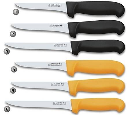 KNIVES TO CLEAN BONES WITH BLACK AND YELLOW HANDLE