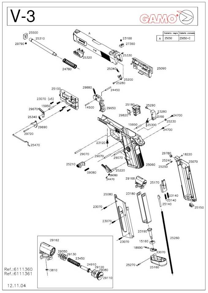Gamo PT-80 Parts List. 